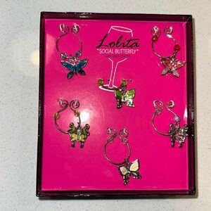Lolita wine glass charms social butterfly